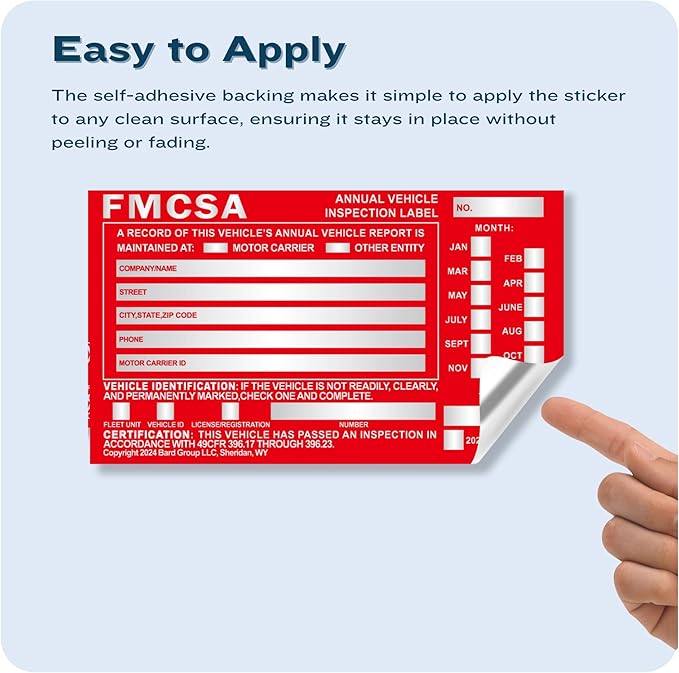 100-Pack DOT Compliant Aluminum Annual Vehicle Inspection Label – Red FMCSA Label with Punch Boxes