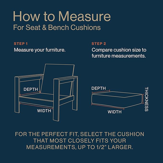 Honeycomb Outdoor Essentials Set of 2 Tufted Seat Pads, 19 x 18, Hampton Texture Navy Dining Chair Cushions for Patio Furniture