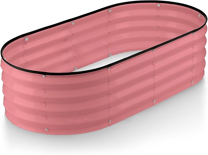 Galvanized Raised Garden Beds Outdoor // 4×2×1 ft Planter Raised Beds for Gardening, Vegetables, Flowers // Large Metal Garden Box (Pink) // Patented Tool-Free Design