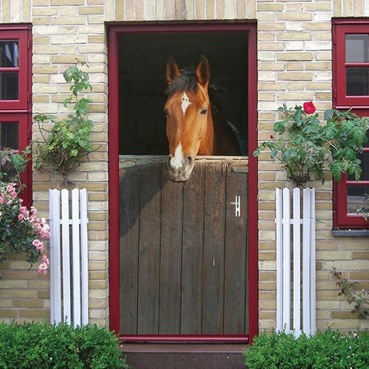 3D Peel and Stick Murals - Horse - Wallpaper Self-Adhesive Decals Removable PVC Waterproof Door Poster for Bedroom Living Room 37.4" x 78.7"