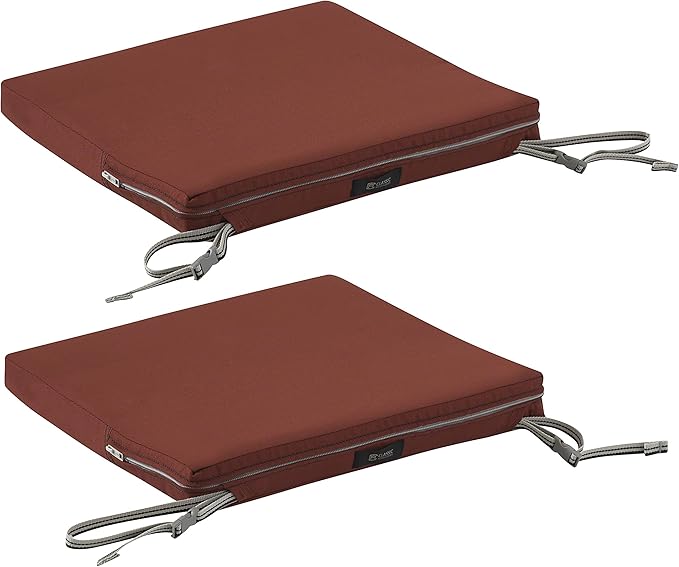 Classic Accessories Ravenna Water-Resistant 17 x 15 x 2 Inch Patio Seat Cushion, Spice, Chair Seat Cushion