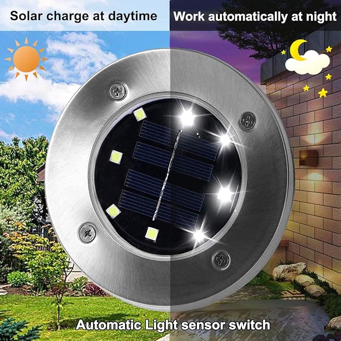 Solar Ground Lights, Waterproof Garden Upgraded Outdoor Bright in-Ground Landscape Lights for Pathway,Yard,Deck,Lawn,Patio,Walkway (12 Pack White Light)