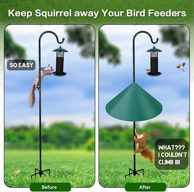 Gtongoko 19 Inch Squirrel Baffle for Bird Feeder Pole Squirrel Guards for Shepherds Hook Stopper for Bird Feeders Green 1 Pack