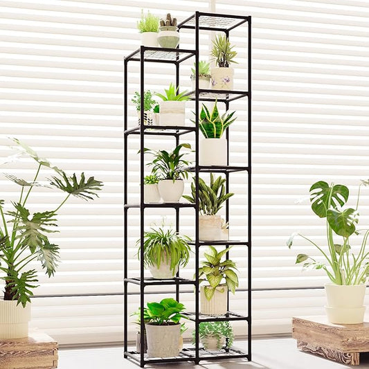 Tall Plant Stand Indoor Outdoor Corner Metal Flower Pot Stands for Multiple Plants Heavy Duty Waterproof Plant Shelf for Patio Garden Balcony Living Room Bedroom