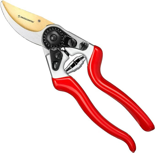 Haus & Garten EnduroPRO Ergonomic Bypass Pruners - Professional Titanium Garden Shears - Heavy Duty Hand Pruning Scissor, Tree Trimmer, Gardening Tool, Branch, Hedge, Rose, Shrub & Bush Clippers