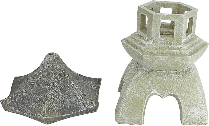 Design Toscano NG729869 Asian Pagoda Statues Medium - Set of Two,two tone stone