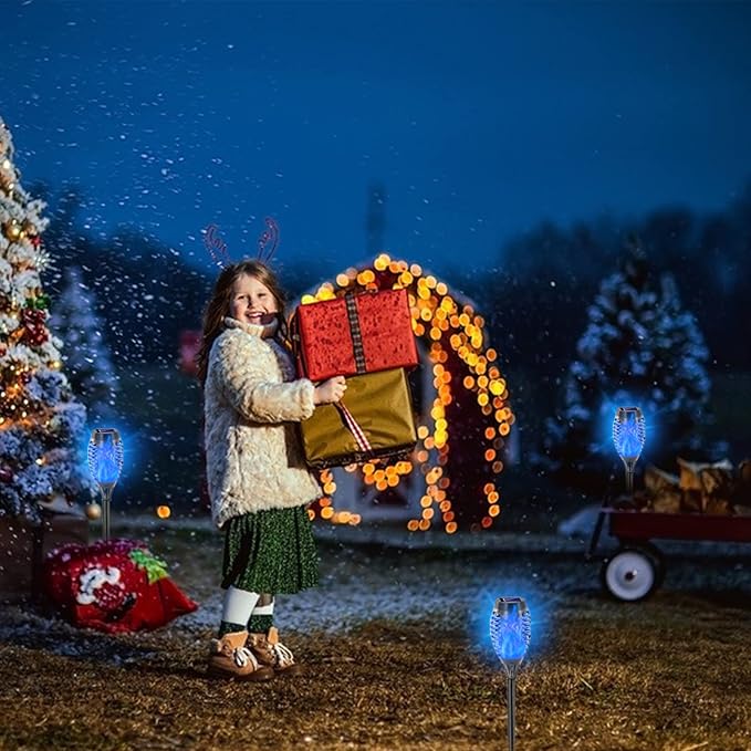 EOYIZW Solar Lights Outdoor, 8 Pack Blue Solar Torch Light with Flickering Flame, 12 LED Tiki Torches for Outside Lights Waterproof Landscape Decoration Outdoor for Garden Yard Patio