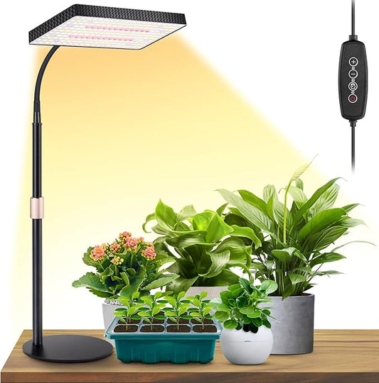 LBW Grow Lights for Indoor Plants Full Spectrum, 214 LEDs Plant Lights for Indoor Growing, Desk Plant Grow Lights Indoor with Timer 4/8/12H, 6 Dimmable Levels, Plant Lamp Height Adjustable 10"-26"