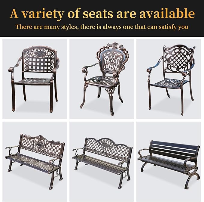 Outdoor Dining Chair Cast Aluminum Patio Chairs Set of 2 All-Weather Patio Dining Chair with Adjustable Feet for Backyard Garden (Flange Chair)