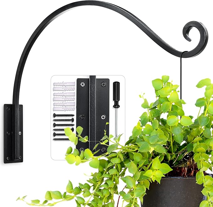 AJART Hanging Plant Hooks｜Plant Bracket Outdoor - Thicker More Durable Rust-Resistant, Heavy Duty Plant Bracket Outdoor (1 PC, 22")