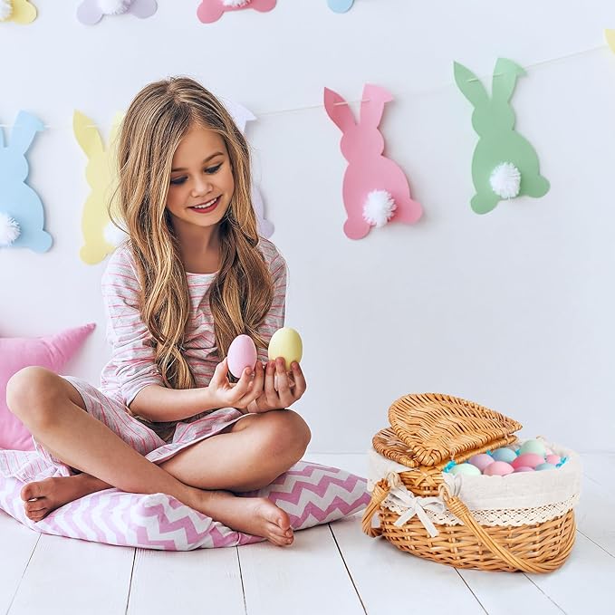 Happypicnic 12" Picnic Basket - Small Wicker Basket with Foldable Handle Lid & Removable Liner | Cute Picnic Basket Toy Empty for Kids, Gift, Halloween, Christmas, Valentines, Easter, Birthday, Solid