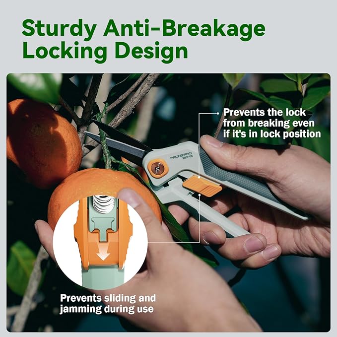PrunePro Garden Scissors Pruning Shears Sharp Stainless Steel Non-Stick Teflon Coating Blade for Precise Cuts Garden Snip Bonsai Clippers for Plants Rose Flower 3 Pack
