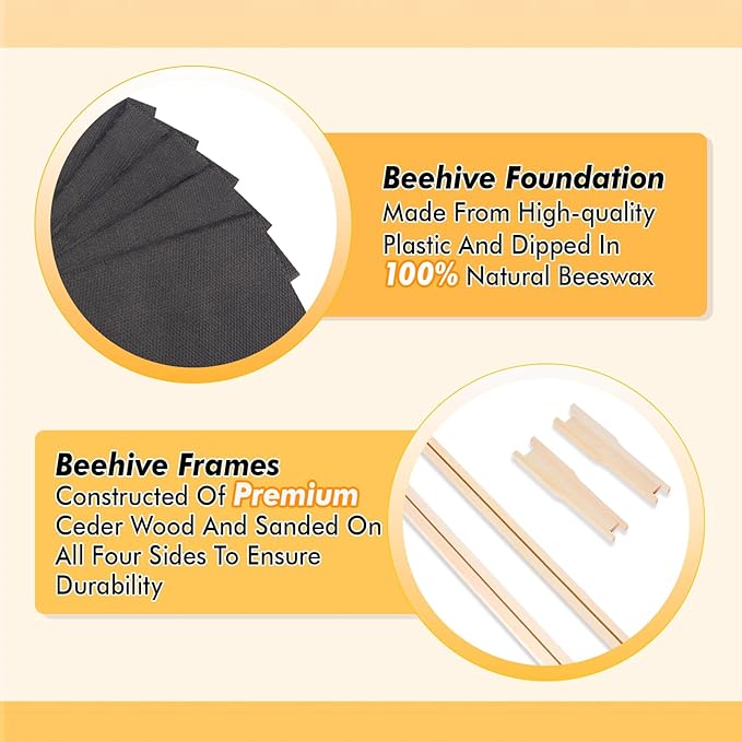 POLLIBEE 10 Frame Langstroth Beehive, Beeswax Coated Bee Hives for Bee Keeper,Beehive Include 2 Deep Bee Boxes and 1 Medium Bee Hive Box with Frame and Foundation(Unassembled)