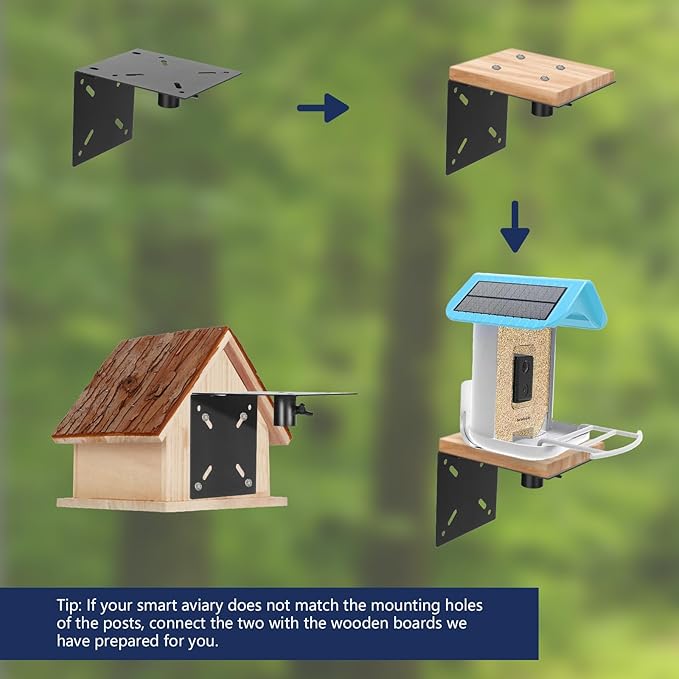 Smart Bird Feeder Pole - (32-92 Inch) Adjustable Bird House Pole Compatible with BirdBuddy, Outdoors Weather Station and Variety of Smart Birdhouse Styles, Heavy Duty Bird Feeder Stand Mount Kit