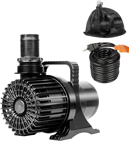 Outdoor Large 8300gph-520W 32.8FT Pond Water-fall & Kio Fish Fountain-s &Garden Pump Submersible IPX8: Long 32.8FT Cord Smart-er & Quieter Duck & Yard &Patio Ponds Pumps, 1 Barrier Pump Bag