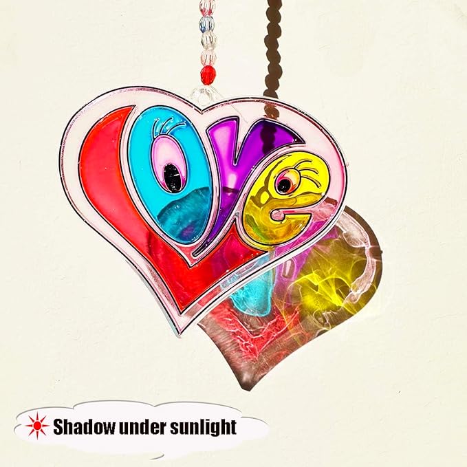 AUEKIV 30 Sets Valentine's Heart Suncatchers Craft DIY Kit Window Paint Art Suncatchers Valentine's Day Heart Sun Catcher Art Crafts Supplies for Valentine Gift Exchange Classroom Activities