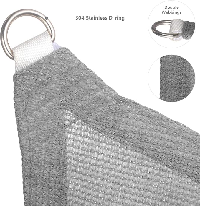 Eden's Decor Straight Flat-Edged Sun Shade Sail Rectangular 11' x 18' Grey UV-Blocking Outdoor Canopy Fabric Cloth Awning for Pergola Patio Garden Backyard Custom Size