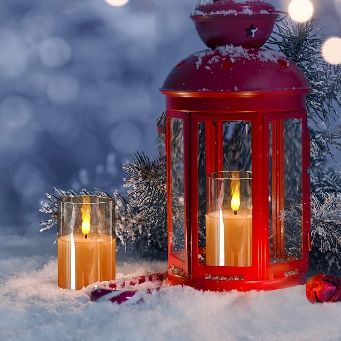 6Pack Glass Flickering Flameless Candles with Remote, 2"X3" Real Wax Votive Candles Battery Operated, Small Electric LED Candles for Wedding Home Decor, w/4 Timers+2 Lighting Modes [Gold]