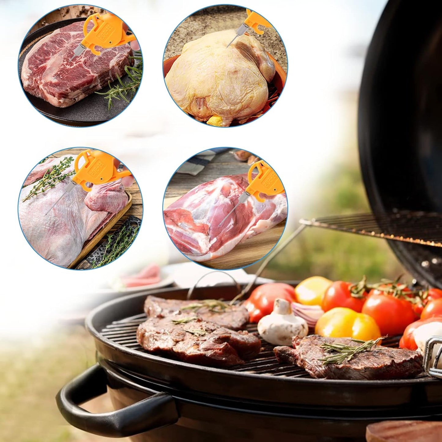 Electric Meat Injector Gun Pump with Hose, 50W Automatic Marinade Injector Syringe Kit for BBQ, Turkey Pork Beef, 10 Stainless Steel Needles for Home Kitchen & Outdoor Grilling