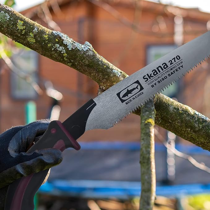 CustomGrips Professional 10.5 Inch Handle Saw, Ideal for Pruning, Horticulture, Tree Trimming, Camping, Gardening, Carpentry with Study High Plated Blade, Replaceable. [Carry Case Included] Large