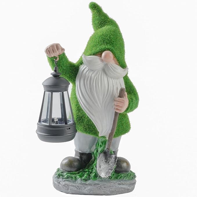 Elenon Garden Gnome Decor Solar Lights, Solar Elf Garden Figurines Outdoor Decorative, Solar Yard Art Garden Sculptures & Statues for Patio Yard Pathway