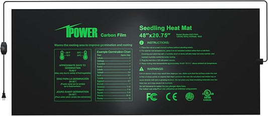 iPower 48" x 20.75" Seeding Heat Mat with Thermostat Temperature Adjustable Knob, Warm Hydroponic Indoor Gardening Plant Germination Pad,