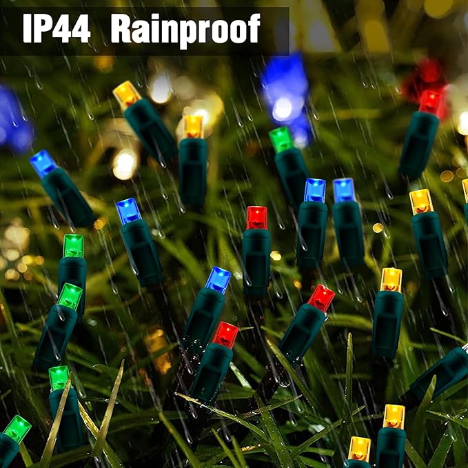 6Ftx4Ft LED Christmas Net Lights Green Wire,Connectable UL Certified Waterptoof Net Lights for Bushes Trees Shurb Garden Outdoor Christmas Decorations