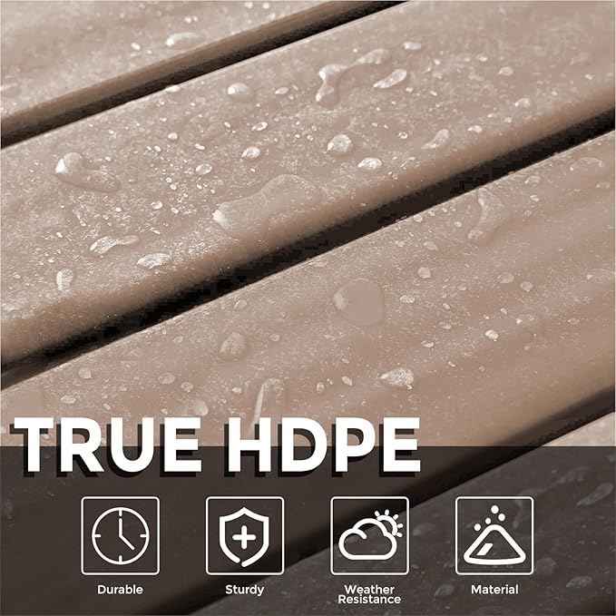 Adirondack Square Outdoor Side Table,2-Tier Storage Patio Side Table, HDPE End Tables for Backyard Pool Porch Garden Lawn(Teak)