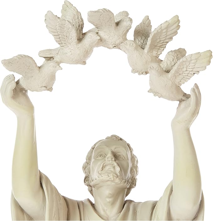 Design Toscano Francis of Assisi Doves of Peace Religious Garden Statue, 7 inches wide, 25 inches tall, Cast Stone Resin, Antique Stone Finish