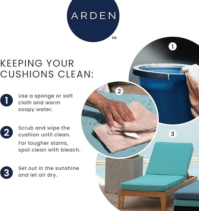 Arden Indoor/Outdoor Seat or Rocking Chair Cushion, 19 x 18, Water Repellent, Rain Proof, Fade Resistant Cushion for Rocking or Dining Chairs Pool Blue Leala