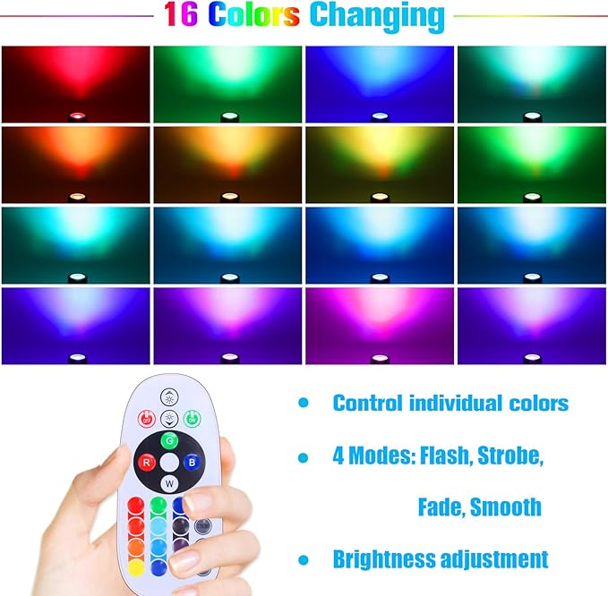VOLISUN Halloween Landscape Color Changing Spotlights RGB with Transformer 7 Multicolored Hallween Outdoor Uplights Waterproof IP65 for Patio Gate Walkway Pool Garden Yard Driveway 6Pack