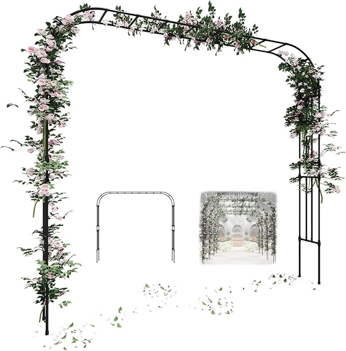 Garden Arch Arbor Trellis, 126" L x 94.5" H, Metal Archway for Climbing Plants Outdoor, Wide Sturdy Garden Arch for Lawn, Party, Ceremony Wedding Decoration