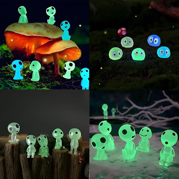 BEZALEL Glow in Dark Tree Elves, 28 Pcs Mini Fairy Garden Accessories, Luminous Ghost Micro Landscape Decorations, Miniature Glow Tree Spirits Outdoor for Bonsai Succulent Terrarium Decor
