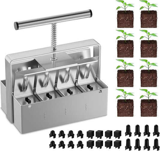 Soil Blocker, Soil Block Maker for Seed Starting with Strong Hand Held, 8 Pcs 2-Inch Soil Blocking Tool for Grow Seedling, Seed Starter Soil Tray Garden Potting Soil, Indoor Outdoor Plants