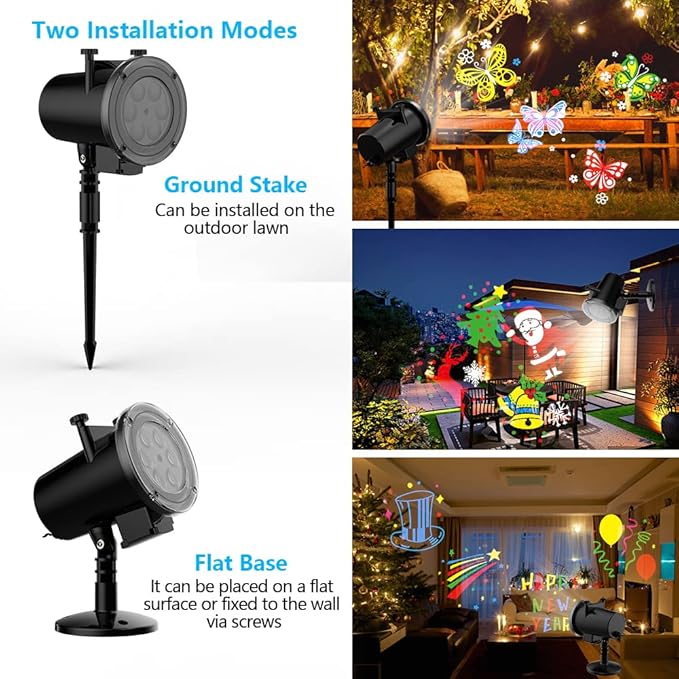 Holiday Projector Light, Syslux Halloween Christmas Projector Lights 16 HD Slides LED Waterproof Light Outdoor Indoor Light with Remote Control for Party Garden Halloween Xmas Holiday Landscape Decor