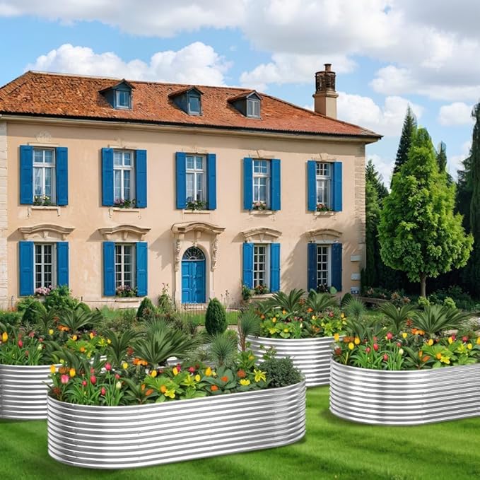 FRIZIONE 2pcs Tall 6x3ft Galvanized Raised Garden Bed Outdoor,Steel Garden Bed for Vegetables,Above Ground Garden Box for Flower,Metal Raised Beds for Gardening