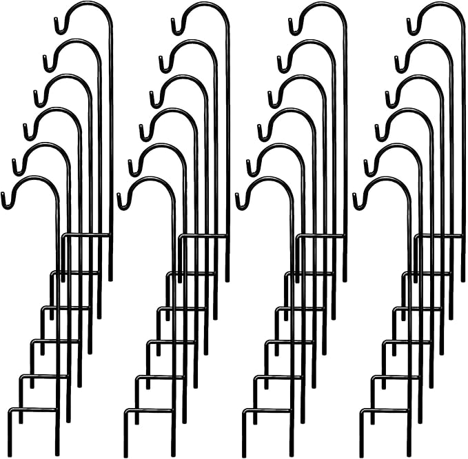 Ashman Shepherd's Hooks 35 Inch (24 Per Pack), Black, Made of Premium Metal for Hanging Solar Lights, Bird Feeders, Mason Jars, Christmas Lights, Lanterns, Garden Stakes and Wedding Décor.