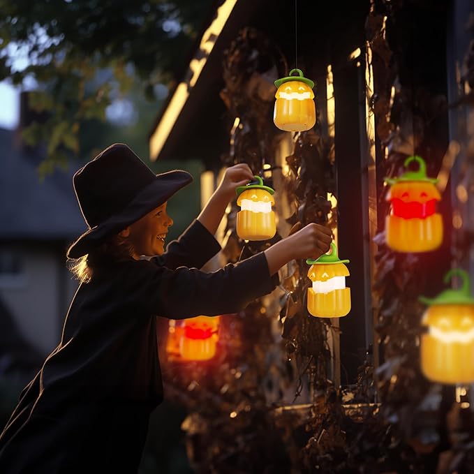 EverBrite 3-Pack Halloween Pumpkin Lantern, Collapsible Jack O Lantern Lights, Two Color Changing, Light up Pumpkin Outdoor for Halloween Party Decoration, Battery Included