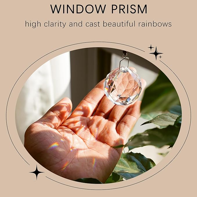 HDCRYSTALGIFTS 4 Pack 40MM Clear Crystal Prism Ball Suncatchers Rainbow Pendants Maker, Hanging Crystals Chandelier Prisms for Windows Home Decoration