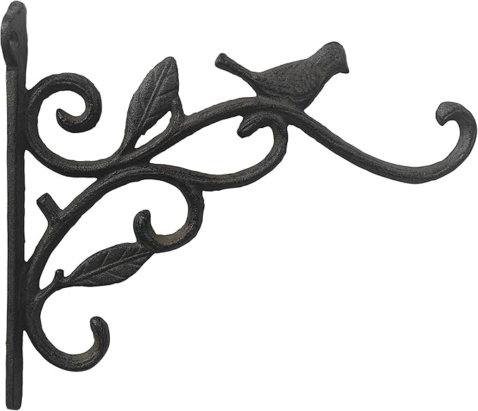 Comfy Hour Antique and Vintage Animal Collection Cast Iron Wall Mount Bracket, Hangers for Planter, Bird Feeder, Lanterns Wind Chimes, Outdoor Decoration- Bird