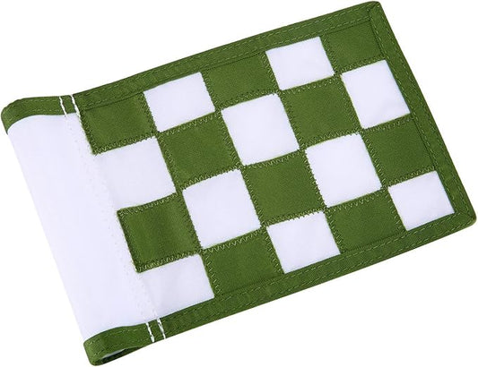 Golf Flag,Green Golf Flags,Solid Nylon and Checkered Training Golf Putting Green Flags, Indoor Outdoor Backyard Garden Portable Golf Target Flags,8.7inch*6inch (White-Green)