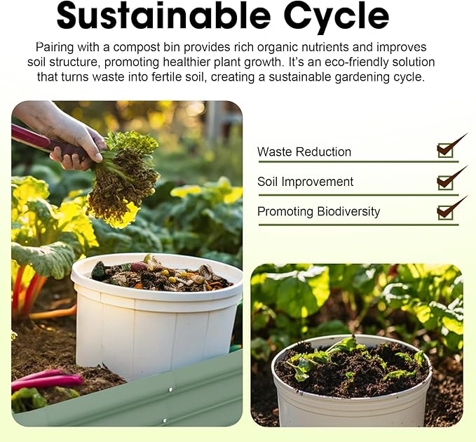 6x2x1ft Oval Galvanized Raised Garden Bed Outdoor 9-in-1 Large Metal Modular Planter Box Raised Beds for Gardening,Vegetables,Fruits,Flowers & Herbs (Green)