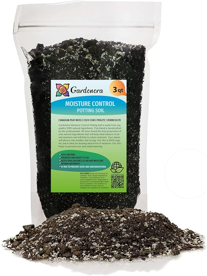 Organic Moisture Control Potting Mix - Absorbs 33% More Water Than Basic Potting Soil - 3 Quart