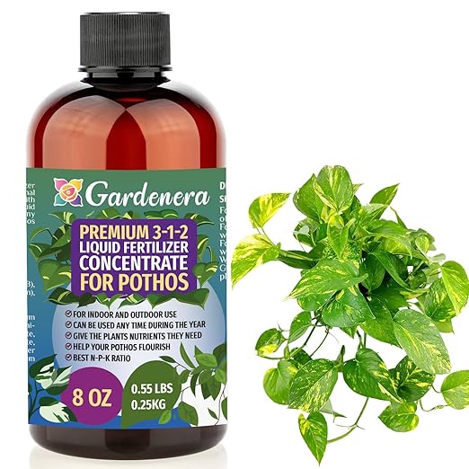 Premium Liquid POTHOS Plant Fertilizer - 3-1-2 Concentrate for Indoor Plants and Flowers by Gardenera | Organic Plant Food for Pothos Plants - 8oz