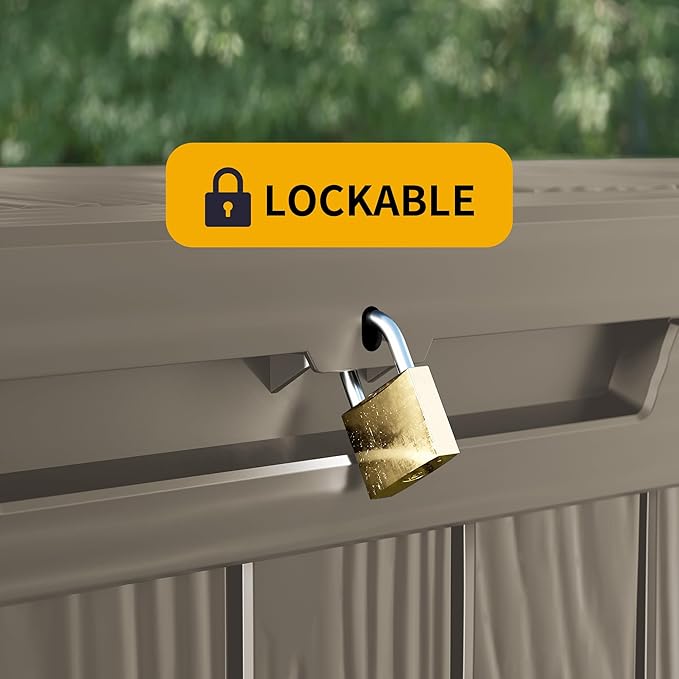 50 Gallon Outdoor Storage Box Waterproof Lockable Resin Deck Box Large, Patio Storage Bin for Pool Accessories Cushion Furniture, Garden Tools, UV-Resistant Outside Delivery Grey