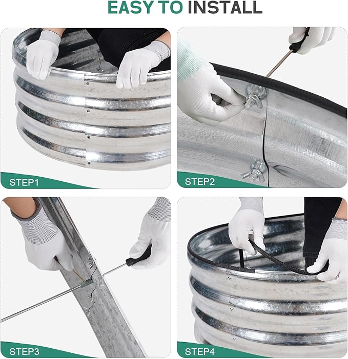 Galvanized Raised Garden Bed - 8×2×1ft Planter Raised Beds for Gardening | Oval Metal Garden Planter Box with Safety Edging and Bracing Rods for Vegetables Fruits and Flowers - Silver