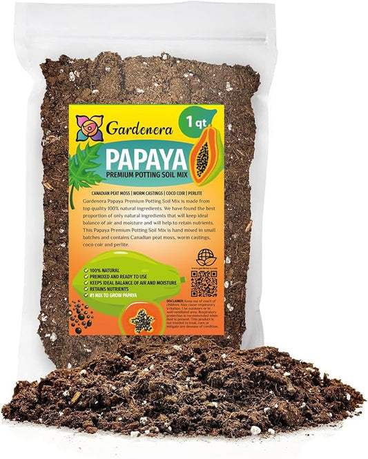 Premium Papaya Plant Potting Mix - Crafted for Thriving Papaya Growth and Abundant Fruits - 1 Quart