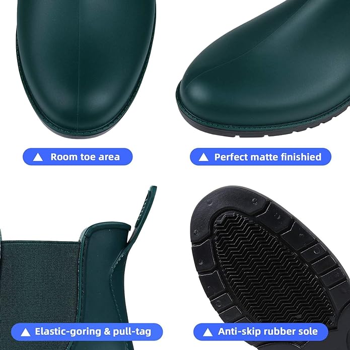 Asgard Women's Ankle Rain Boots Waterproof Chelsea Boots