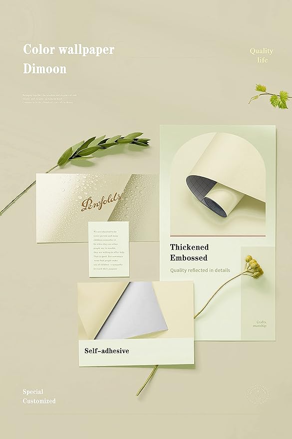 Dimoon 118''x17.7'' Beige Peel and Stick Wallpaper Contact Paper Modern Self Adhesive Wall Paper Removable Renter Friendly Textured Solid Color Shelf Cabinet Vinyl Roll (118''x17.7'',Beige)