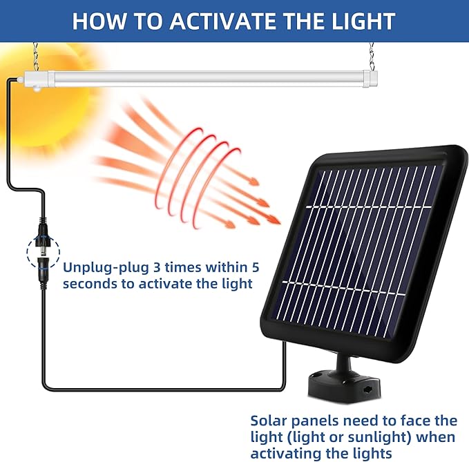 hykolity Solar Powered Shop Light with Motion Sensor, 3FT 17W (100-Watt Equivalent),Integrated LED IP65 Waterproof Outdoor Motion Sensor Shop Light for Garage, Barn, House - 2 Pack